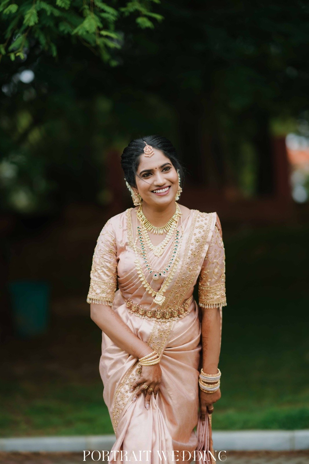 Smiling Bride in Golden Glow