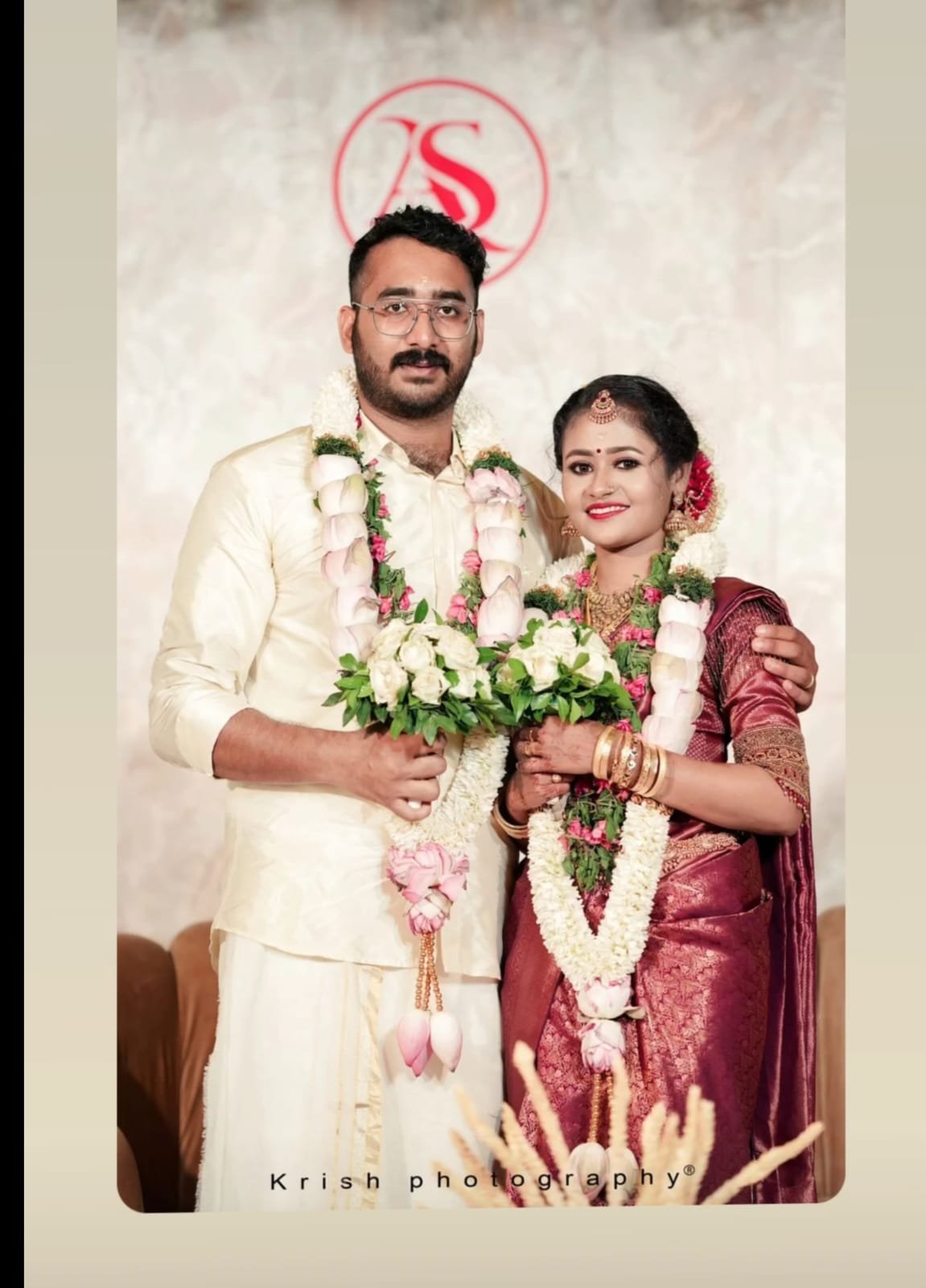 Temple Wedding Couple Lotus Garlands